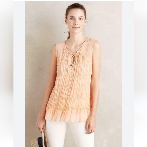 Floreat Anthropology peach nude color sleeveless top size S - Picture 1 of 9